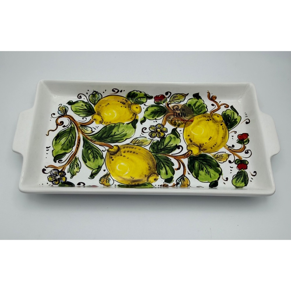 Nova Deruta Italy Hand Painted Lemon Ceramic Serving Tray Platter 536488